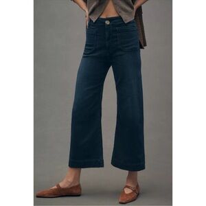 Anthropologie The Colette Crop Wide-Leg Jeans Dark Denim Blue 23 *flaw*